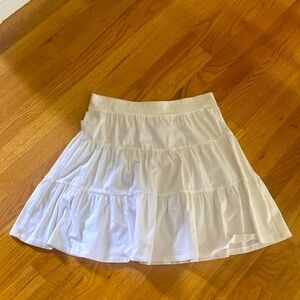 White Cotton Elastic Waist Skirt (LOFT,  size S)